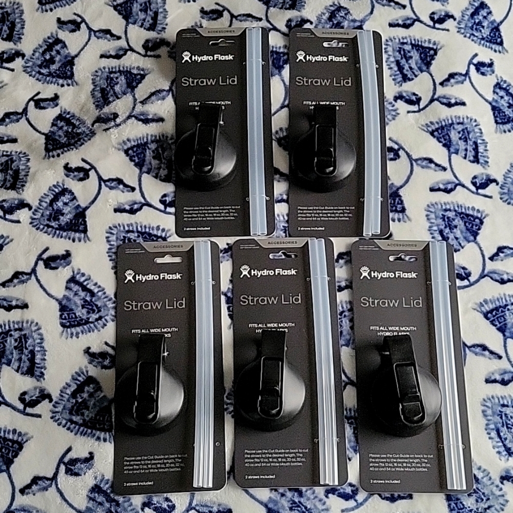 Lot of 5--Hydroflask Straw Lid for Wide Mouth Hydroflask Waterbottles